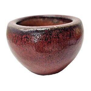 Vintage Oxblood Red Glazed Terra Cotta Clay Pot Bowl Cup Heavy
